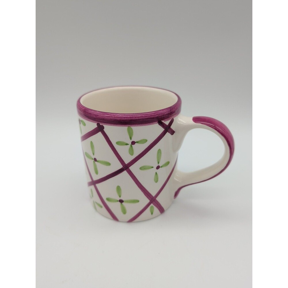Vth CIC Certified International Coffee Mug Purple Trellis Green Floral